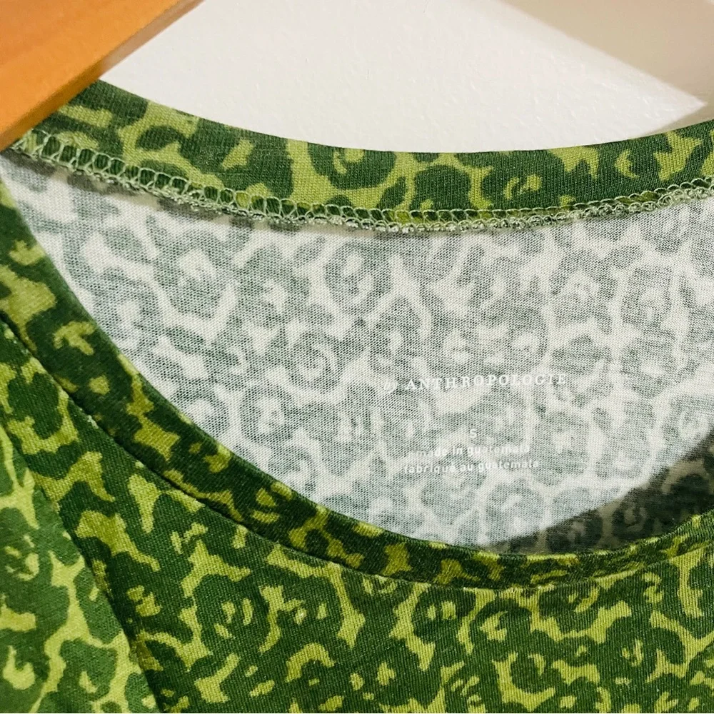 NWT Anthropologie Draped Tee Cheetah Animal Print Green Small - Picture 7 of 8